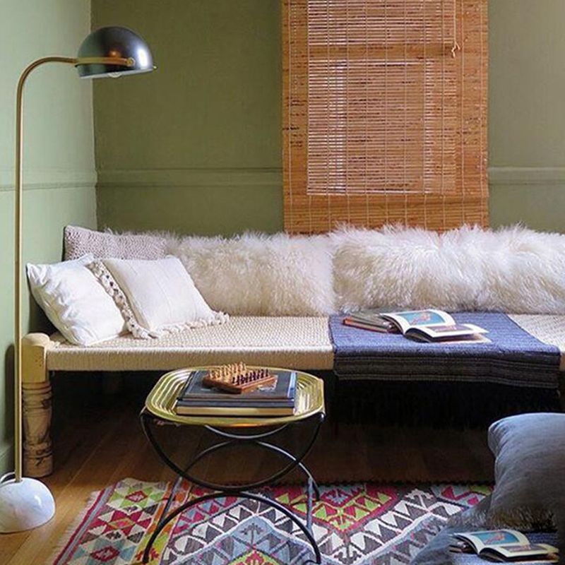 Eryn Floor Lamp Semi Circular Retro/Minimalist, Metal/Marble, Black, Bedroom — product view 3
