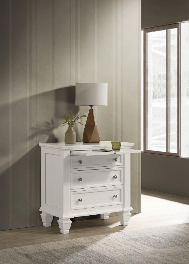 Sandy Beach Cream White Finish Wood 3-Drawer Nightstand – 201302 — product view 1