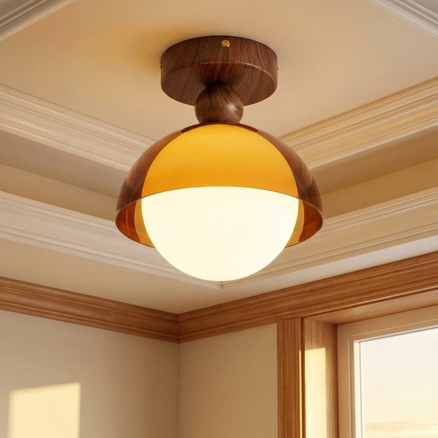 Afterglow Amber Dome Ceiling Light, Walnut — product view 7