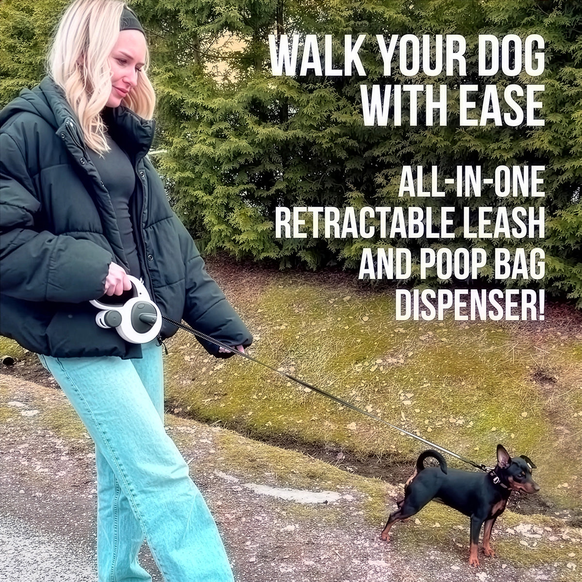 16ft Retractable Leash with LED Flashlight and Bag Dispenser — product view 6