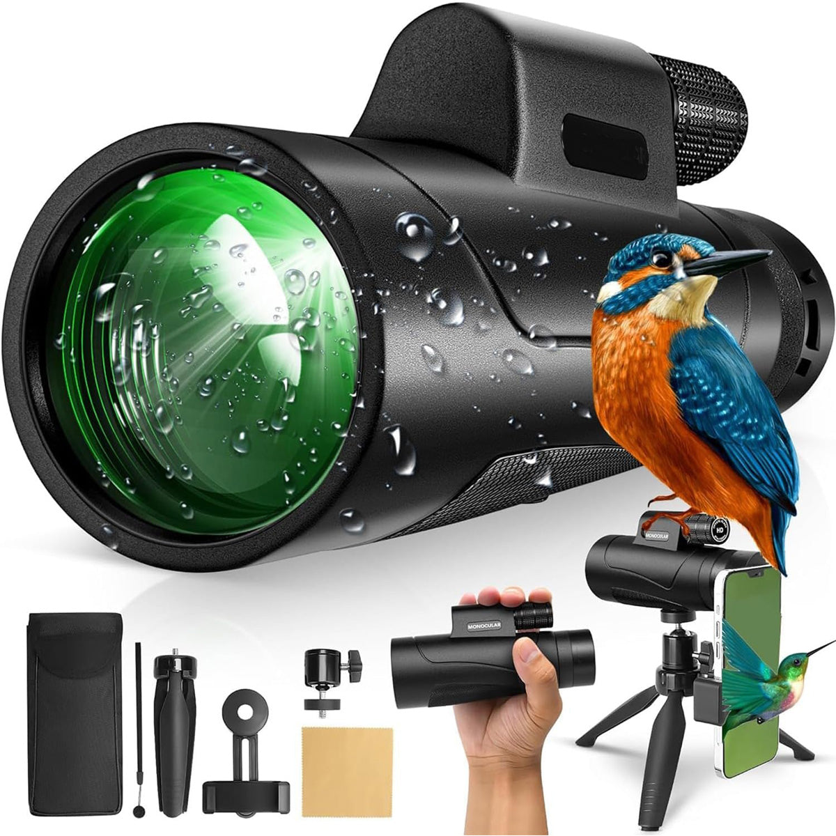 Monocular Telescope with Smartphone Holder and Tripod — product view 2