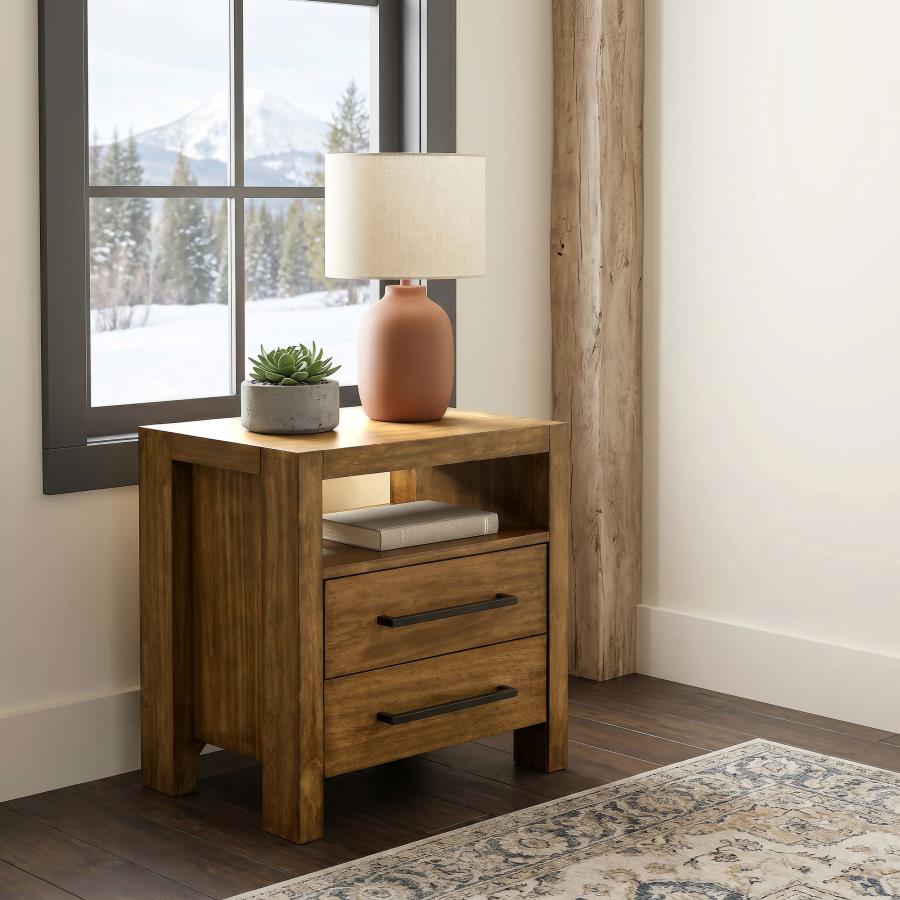 Adderley 2-Drawer Nightstand Bedside Table Warm Brown – 215852 — product view 1