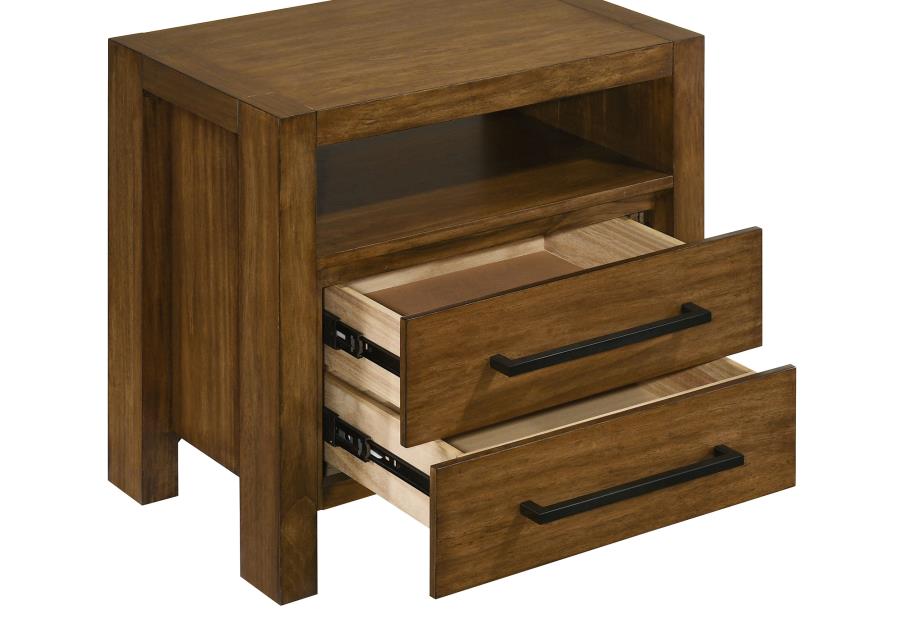 Adderley 2-Drawer Nightstand Bedside Table Warm Brown – 215852 — product view 3