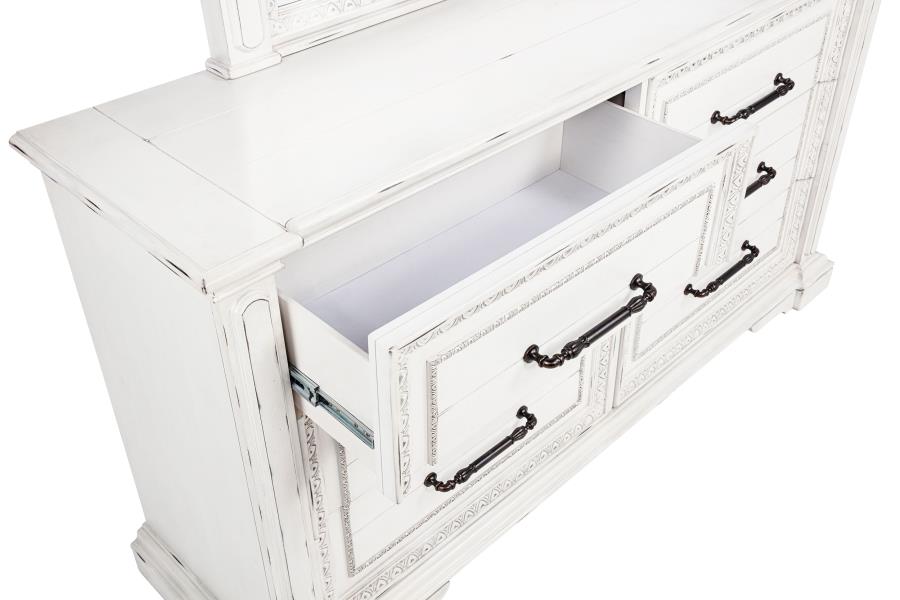 Coaster McKinney Vintage Distressed White 6-Drawer Dresser – 215873 — product view 3