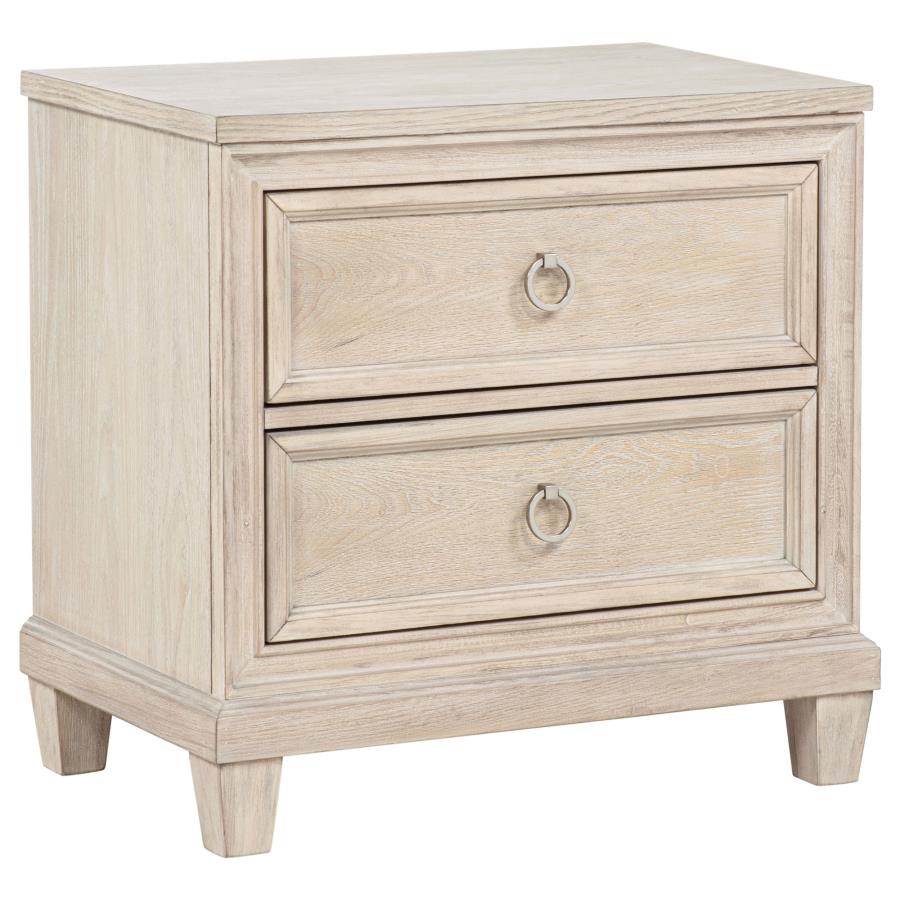 Pembroke Washed Oak Finish Wood 2-Drawer Nightstand – 215922 — product view 2