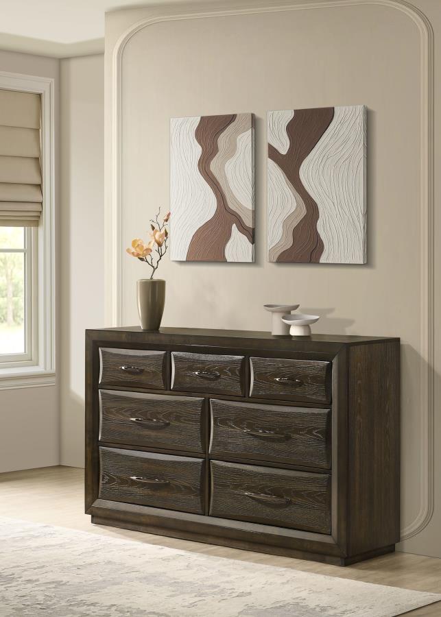 Atlas 7-Drawer Bedroom Dresser Cabinet Dark Oak – 215973 — product view 1