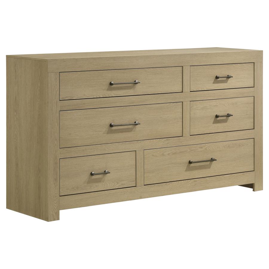 Hendricks 6-Drawer Bedroom Dresser Light Oak – 222653 — product view 2