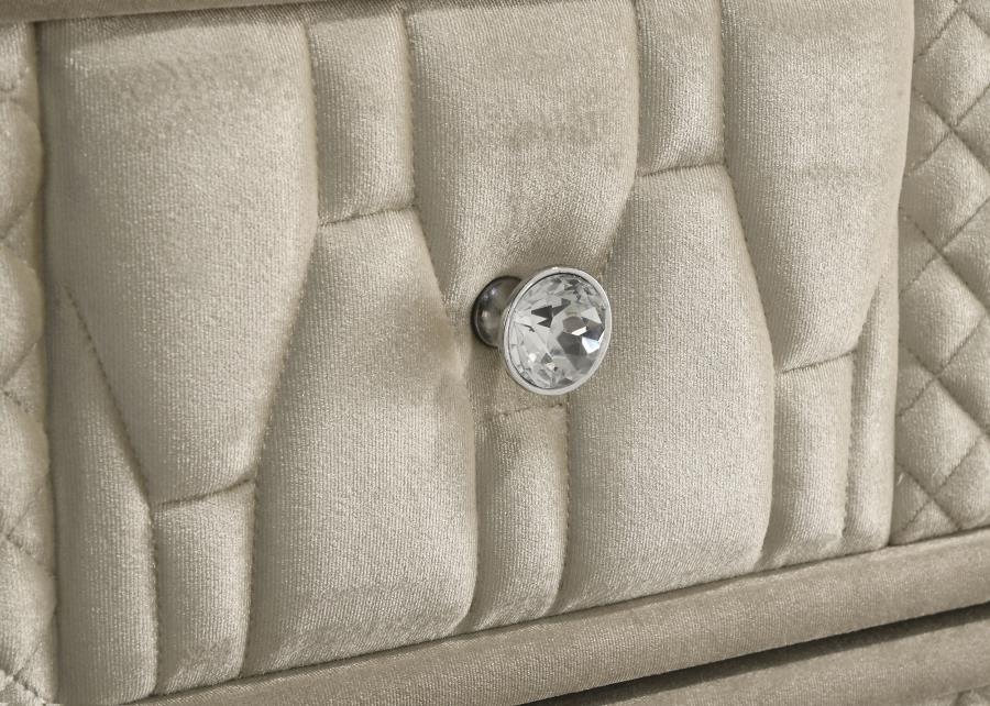 Lorient Ivory & Camel Velvet Upholstered Dresser with LED – 222663 — product view 3