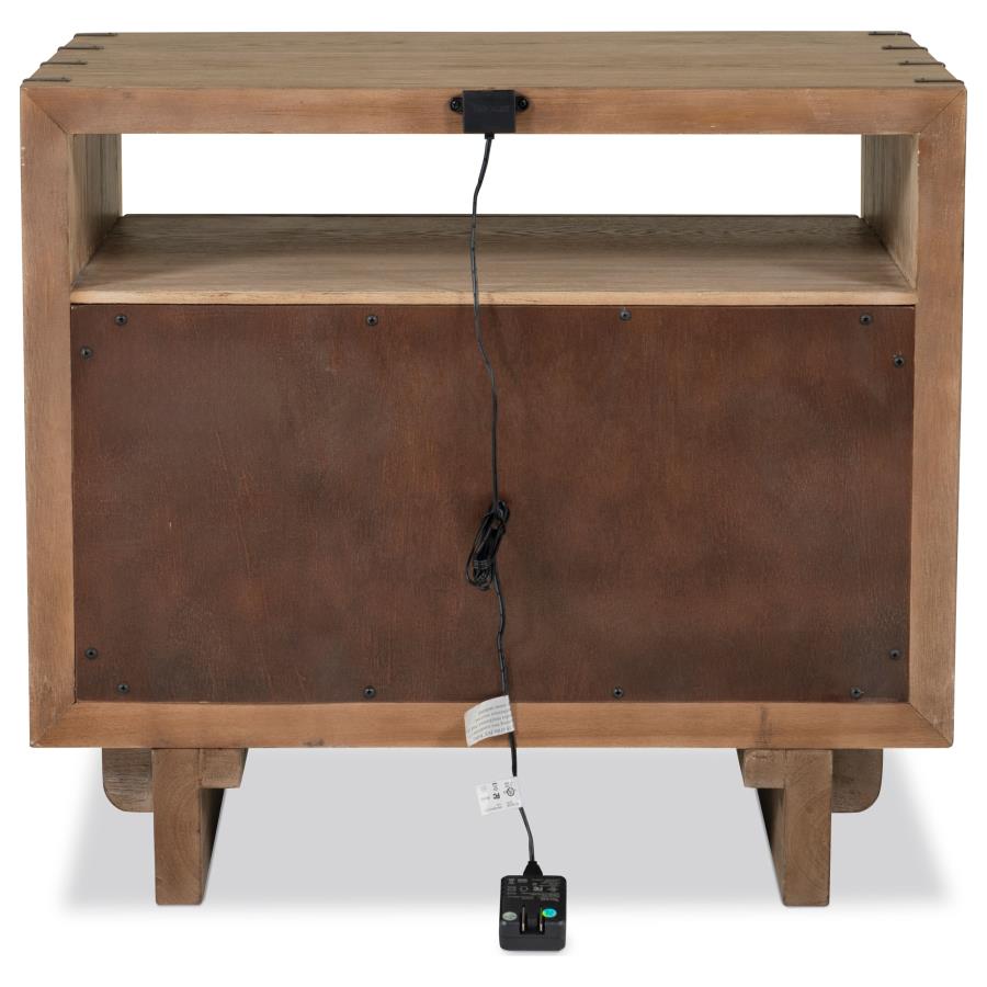 Stillwater Weathered Oak 2-Drawer Live-Edge Nightstand with USB Charging – 222802 — product view 5