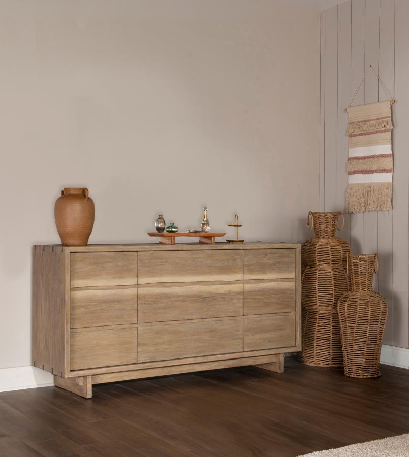 Stillwater Weathered Oak Finish Wood 9-Drawer Live-Edge Dresser – 222803 — product view 1