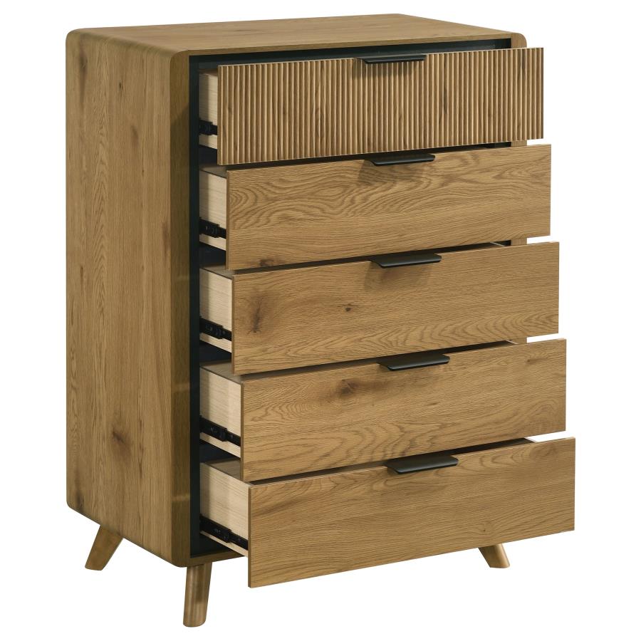 Bennett Light Oak Reeded Front Mid-Century Modern Chest of Drawers – 222905 — product view 2