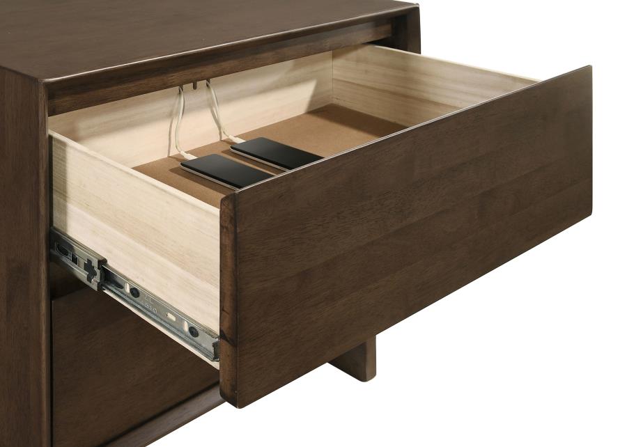 Glenwood Warm Brown Finish Wood 2-Drawer Nightstand – 225012 — product view 4