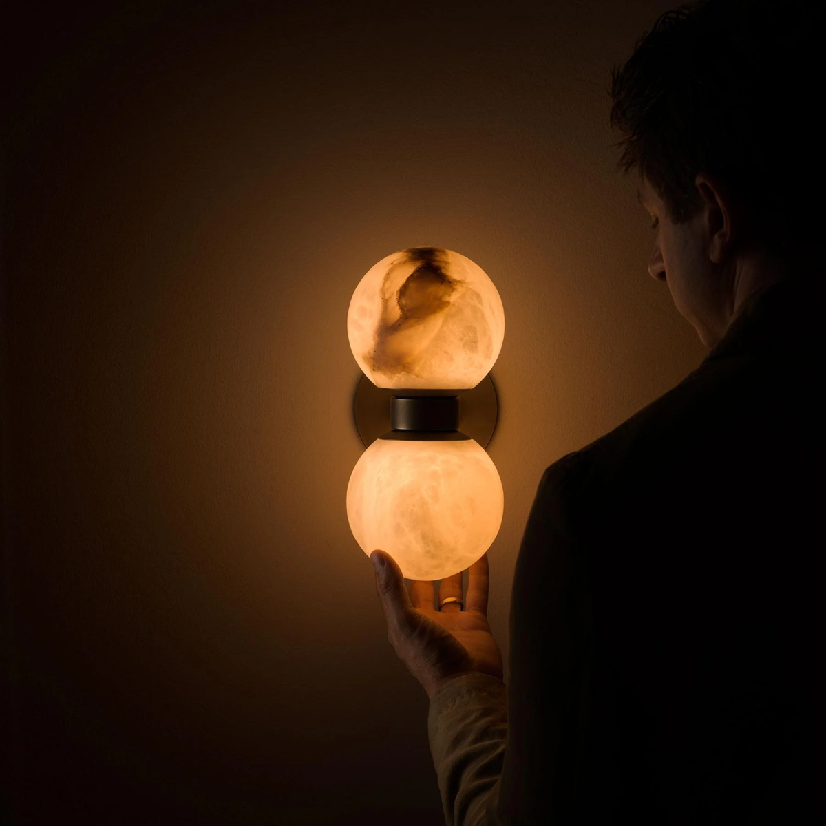 Marble Wall Lamp Nordic Dual Globe Modern Bedroom Living Room — product view 5