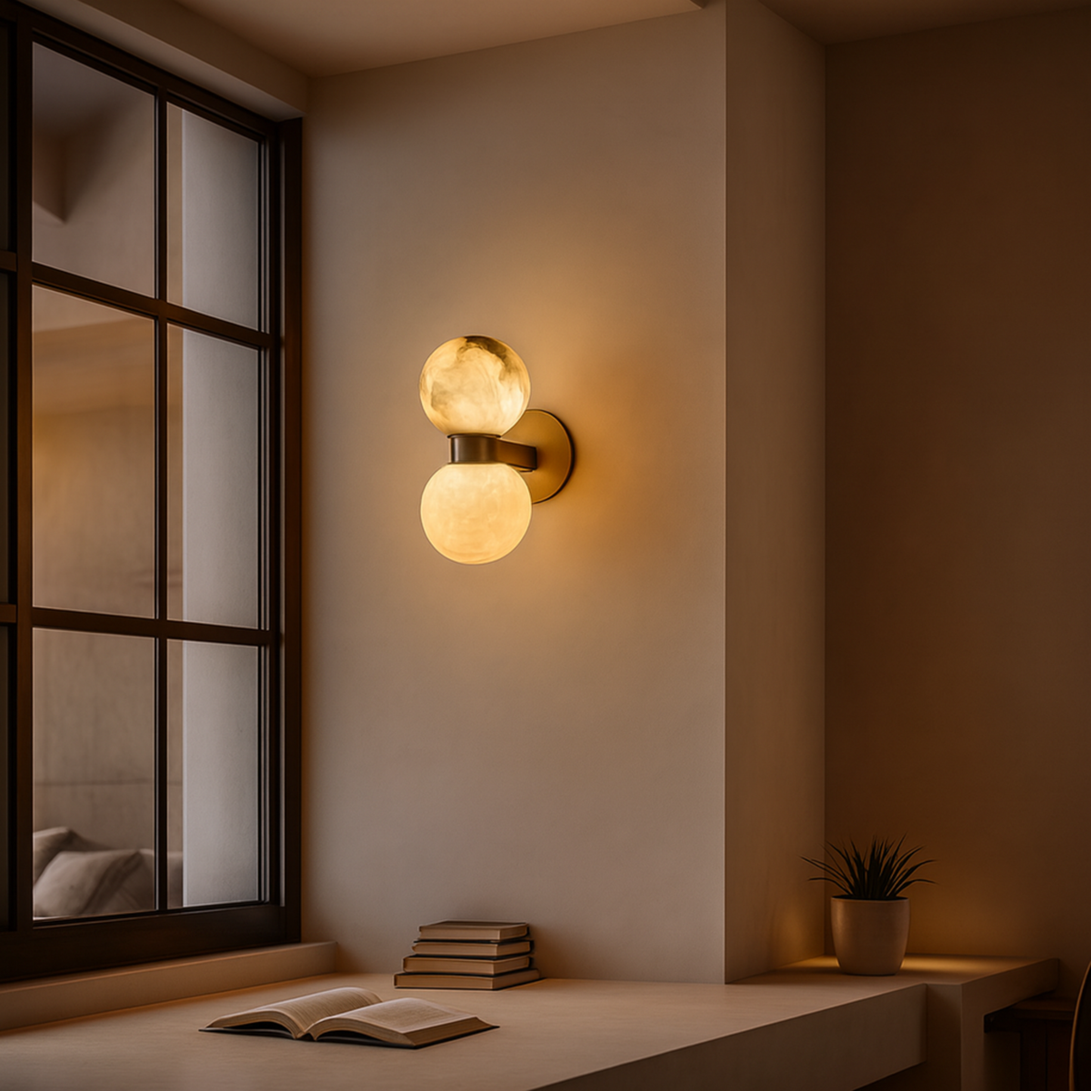 Marble Wall Lamp Nordic Dual Globe Modern Bedroom Living Room — product view 2