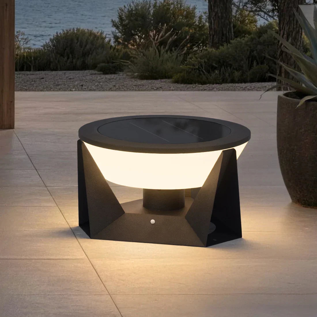 RIRZ HALO Solar Outdoor Floor Lamp LED Warm White Patio Garden Poolside — 18cm 28cm 38cm — product view 2