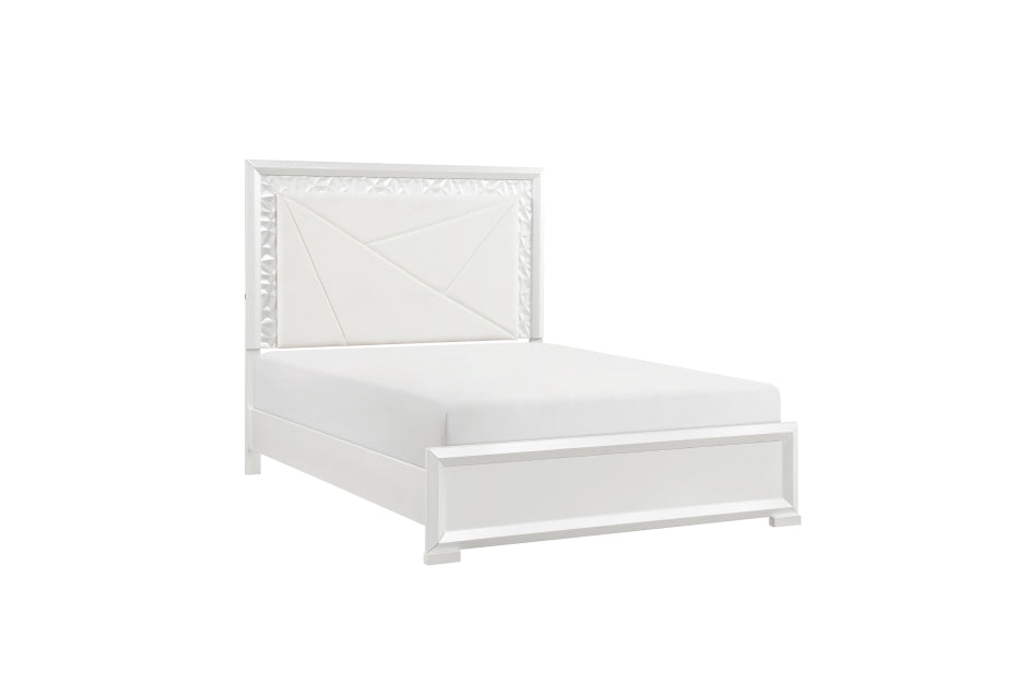Luna Pearl White Queen Bedroom Set with LED Accent Lighting – 2469-4PC — product view 3