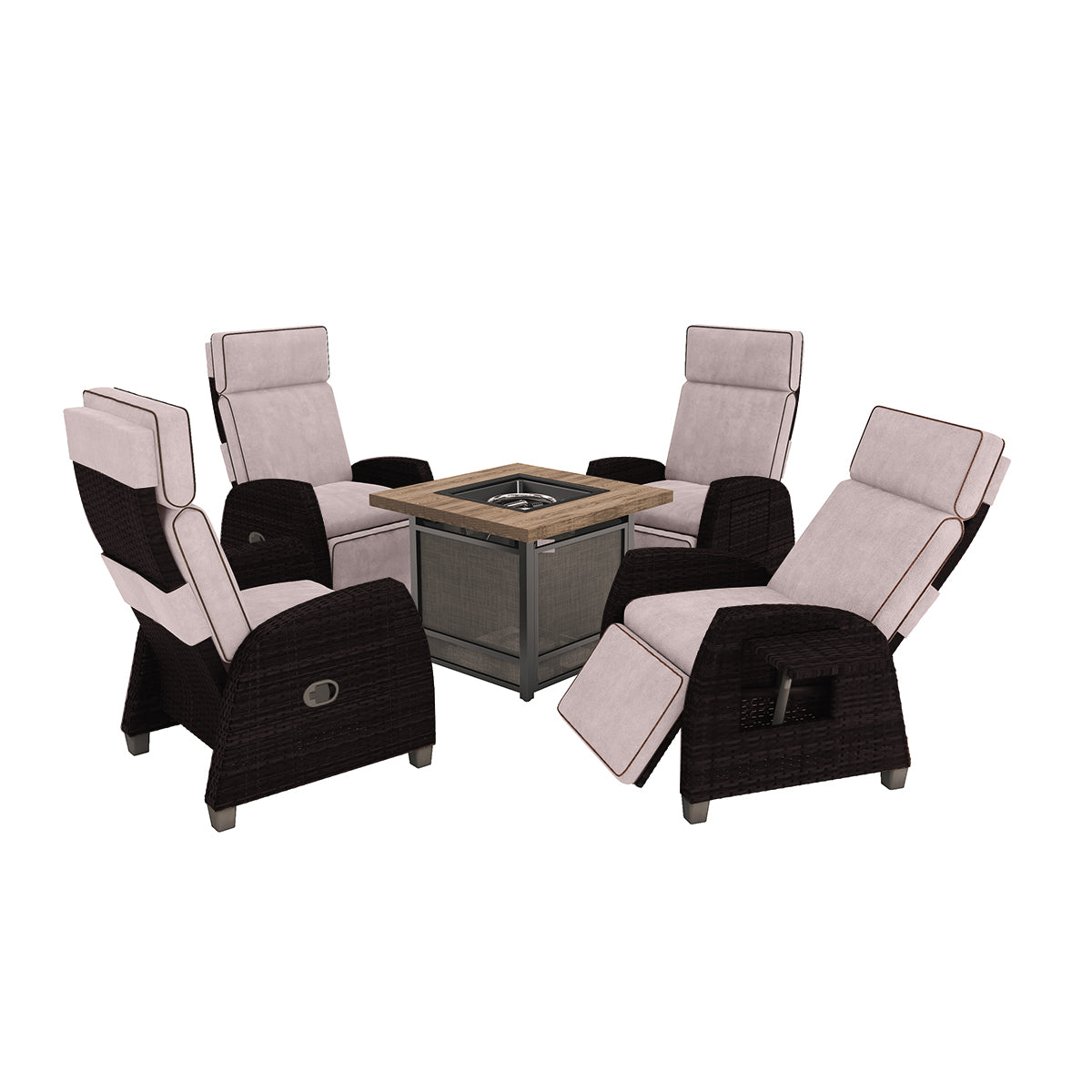 LOUNGE YARD Recliner & Fire Pit Table Set — product view 4