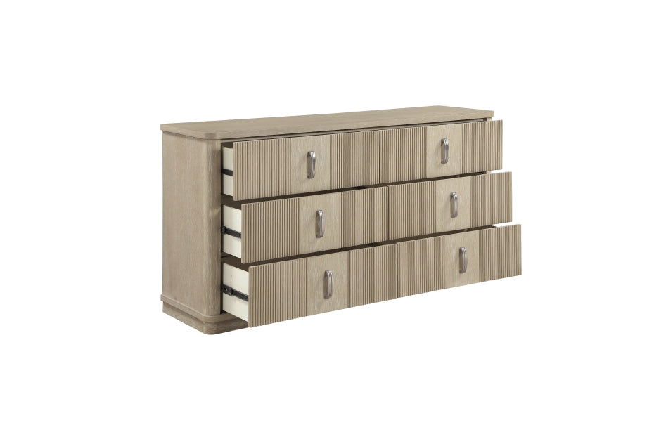 Ribbon Light Brown Oak Queen Bedroom Set with LED Accent Lighting – 2500-4PC — product view 7