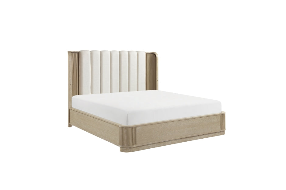 Ribbon Light Brown Oak Queen Bedroom Set with LED Accent Lighting – 2500-4PC — product view 3