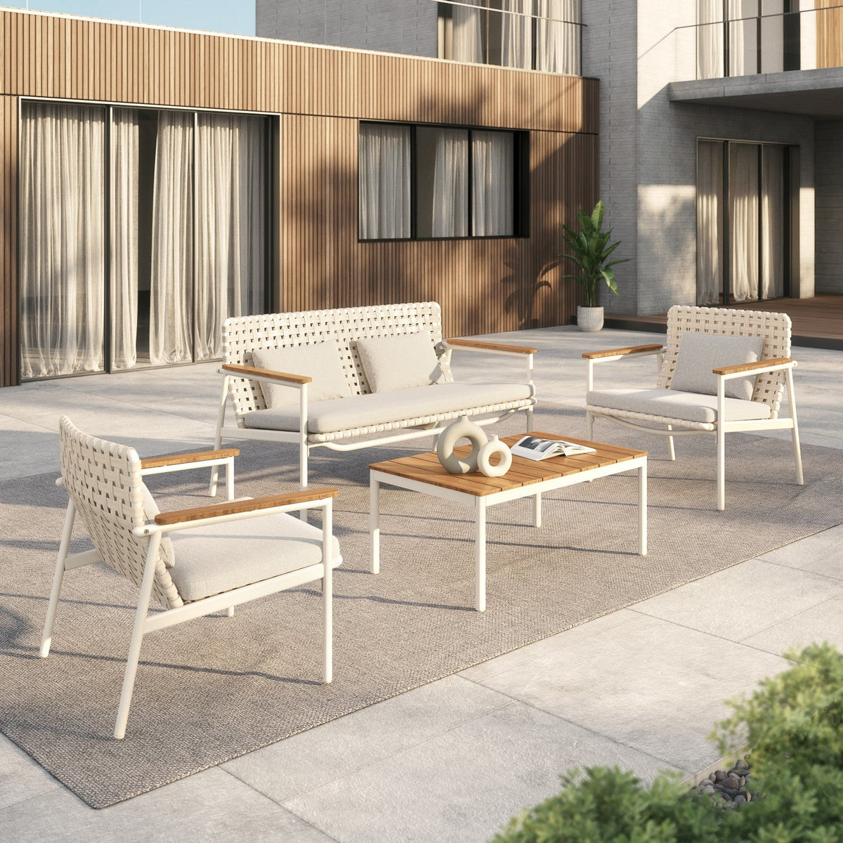 LOUNGE YARD 4-Seat Conversation Sofa Set, Kennae Wicker Outdoor Patio Furniture with Cushions — product view 1
