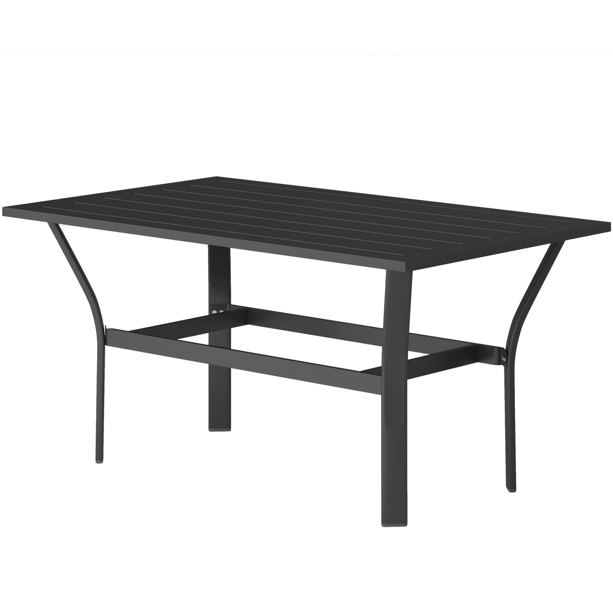 Outdoor Metal Coffee Table with Slatted Top, Black — product view 2