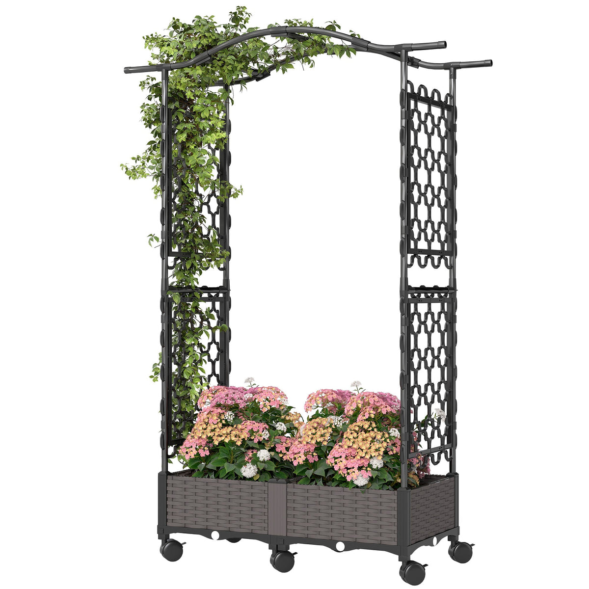 Raised Garden Bed with Arch Trellis, Wheels & Self Watering Planter — product view 2