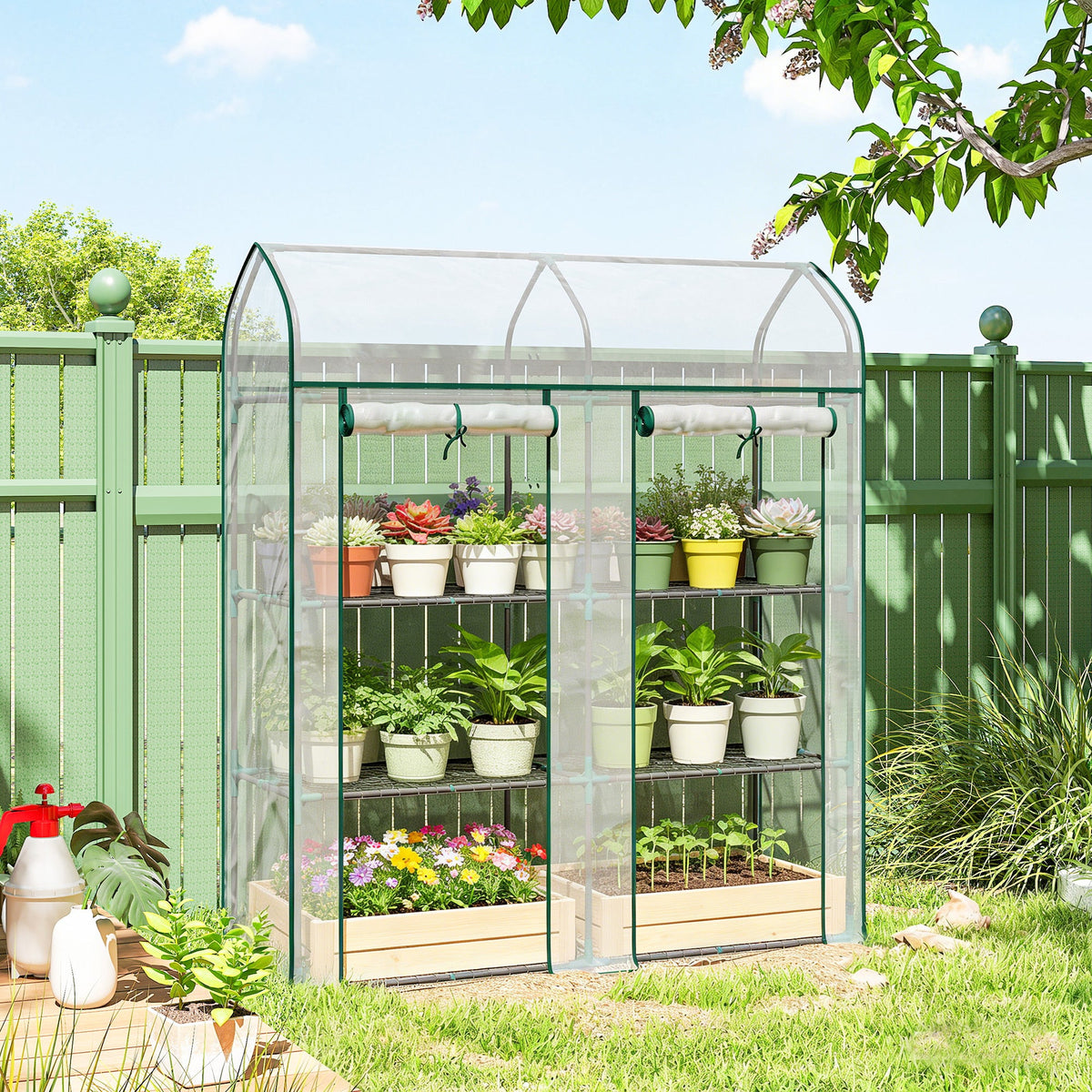3-Tier Mini Greenhouse, 56.3" x 18.1" x 65", Clear — product view 4
