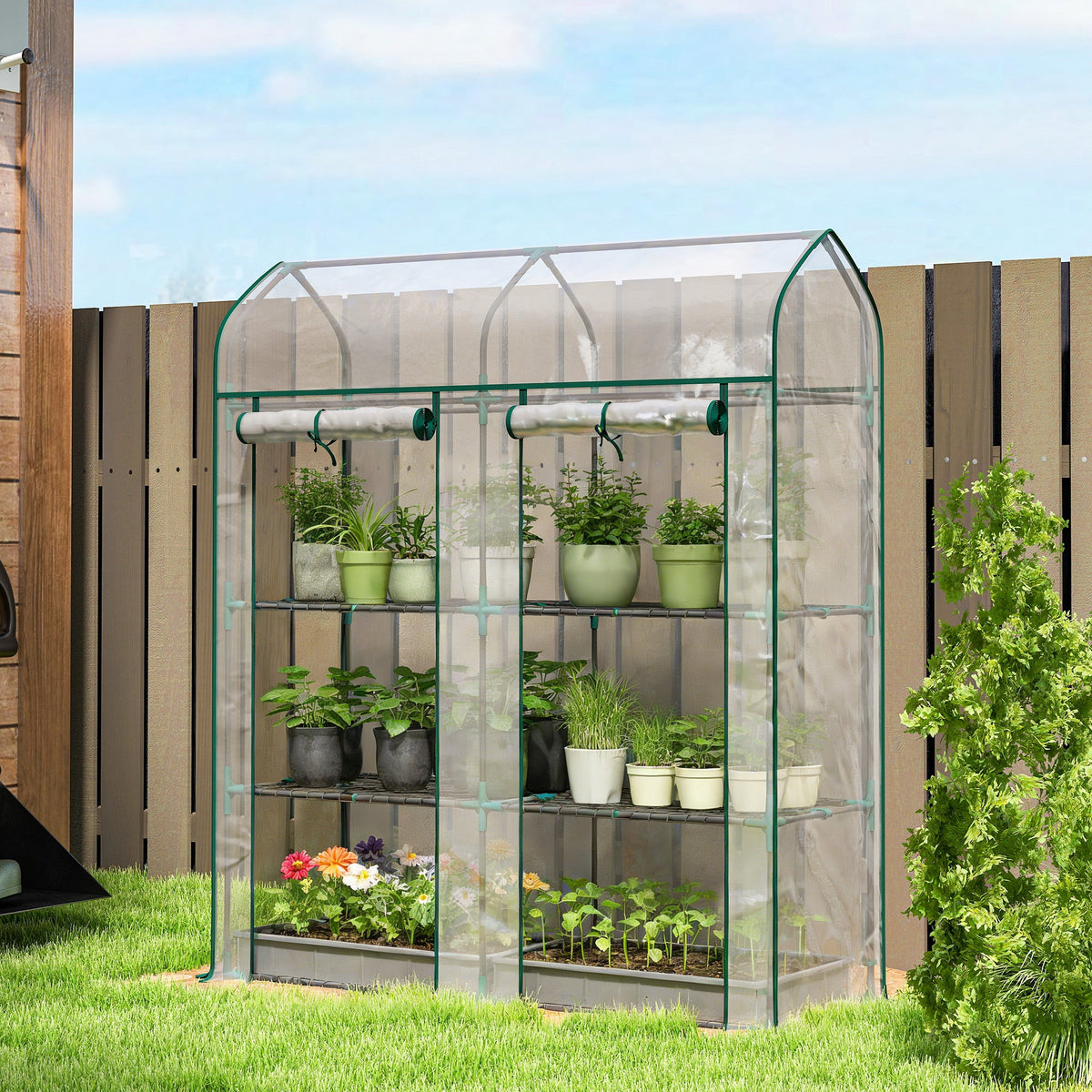 3-Tier Mini Greenhouse, 56.3" x 18.1" x 65", Clear — product view 3