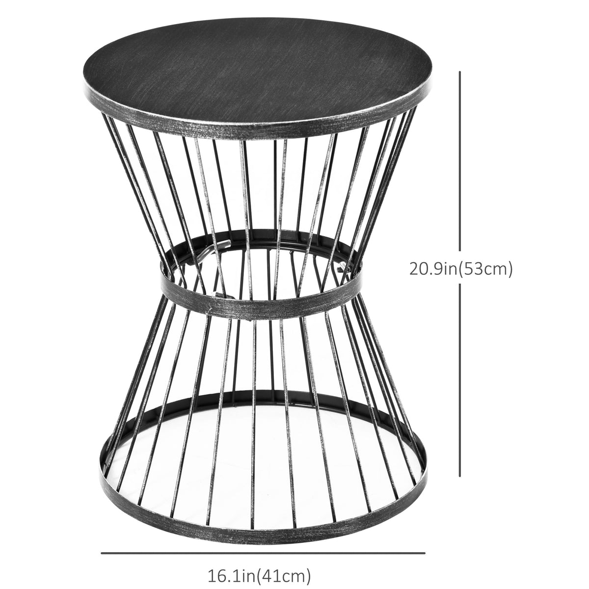 16" Steel Patio Side Table with Hourglass Design, Black — product view 5
