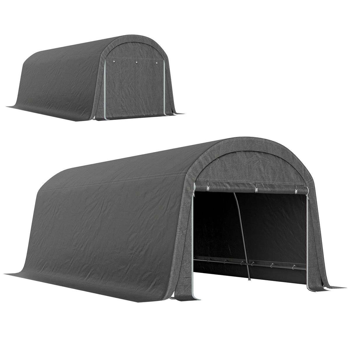 10' x 20' Portable Shed with Roll-up Zipper Door, Dark Grey — product view 1