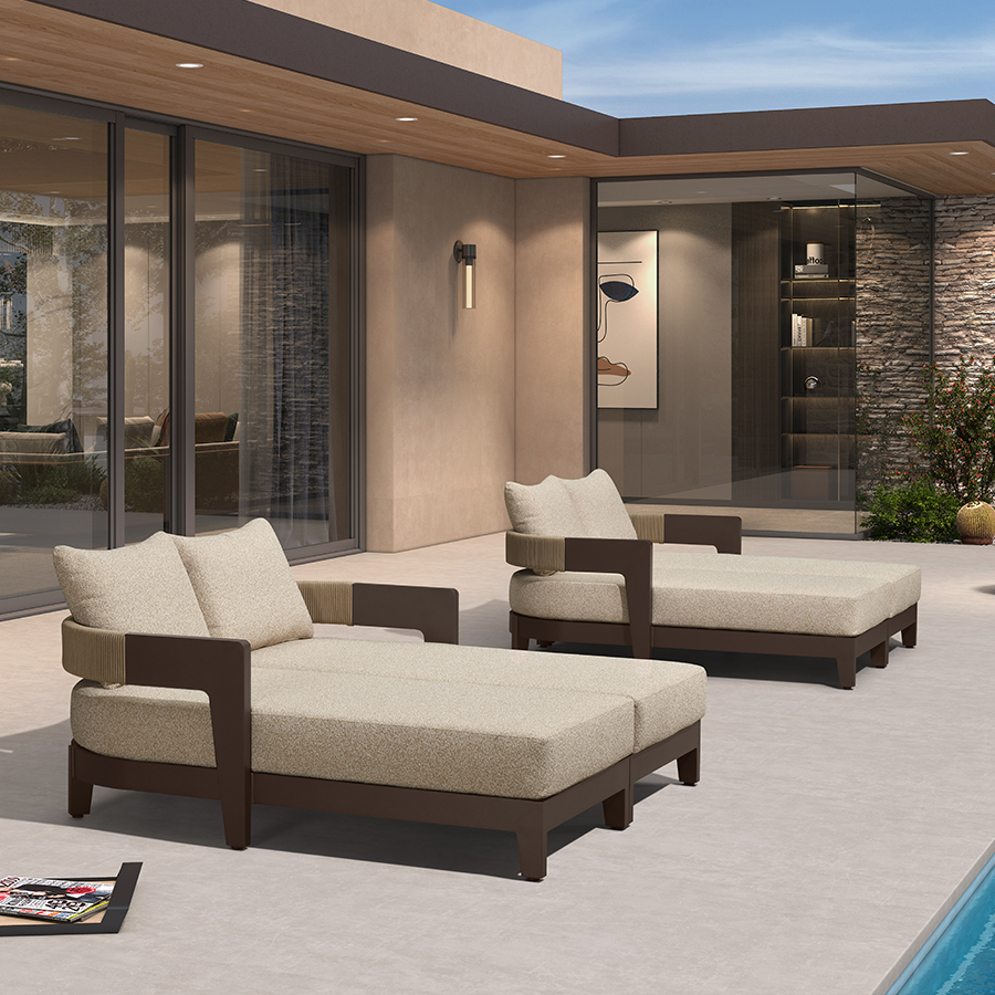 PURPLE LEAF Outdoor daybed Wider Chaise Lounge with Cushion and Pillow — product view 7