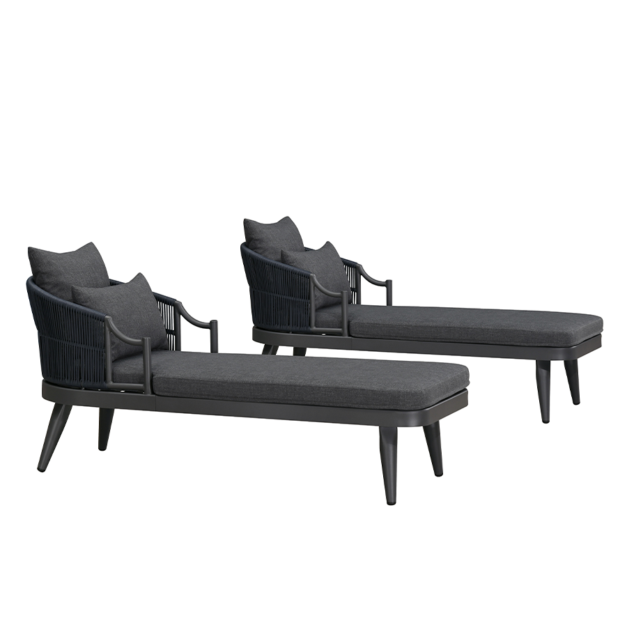 PURPLE LEAF Outdoor Lounge Chair, Patio Chaise Lounge with Cushioned Seat & Supportive Armrests, Ergonomic Aluminum Pool Lounge Chairs for Backyard Deck Poolside — product view 3