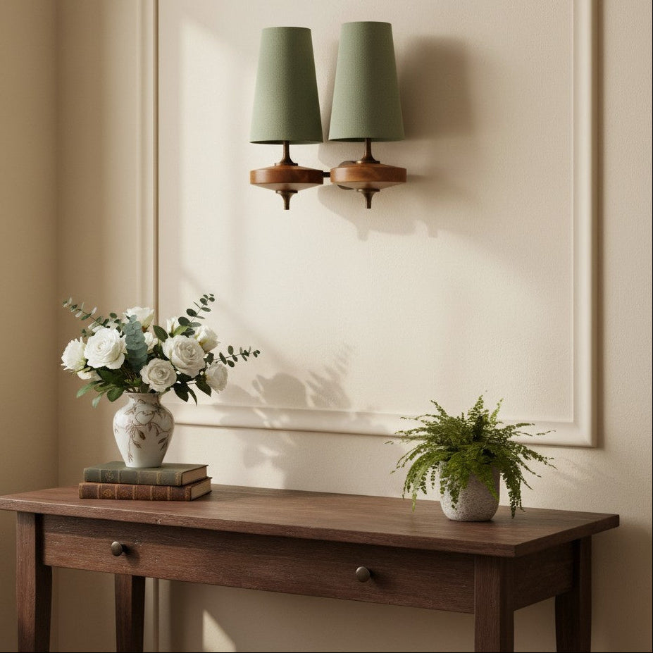 Rowan Fabric Drum Wall Sconce, Walnut, 1 or 2 Head — product view 4