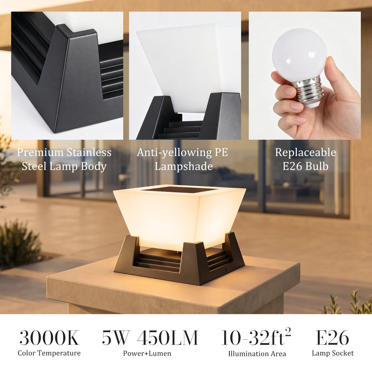 RIRZ NOVA | Modern Wired Post Light — product view 4