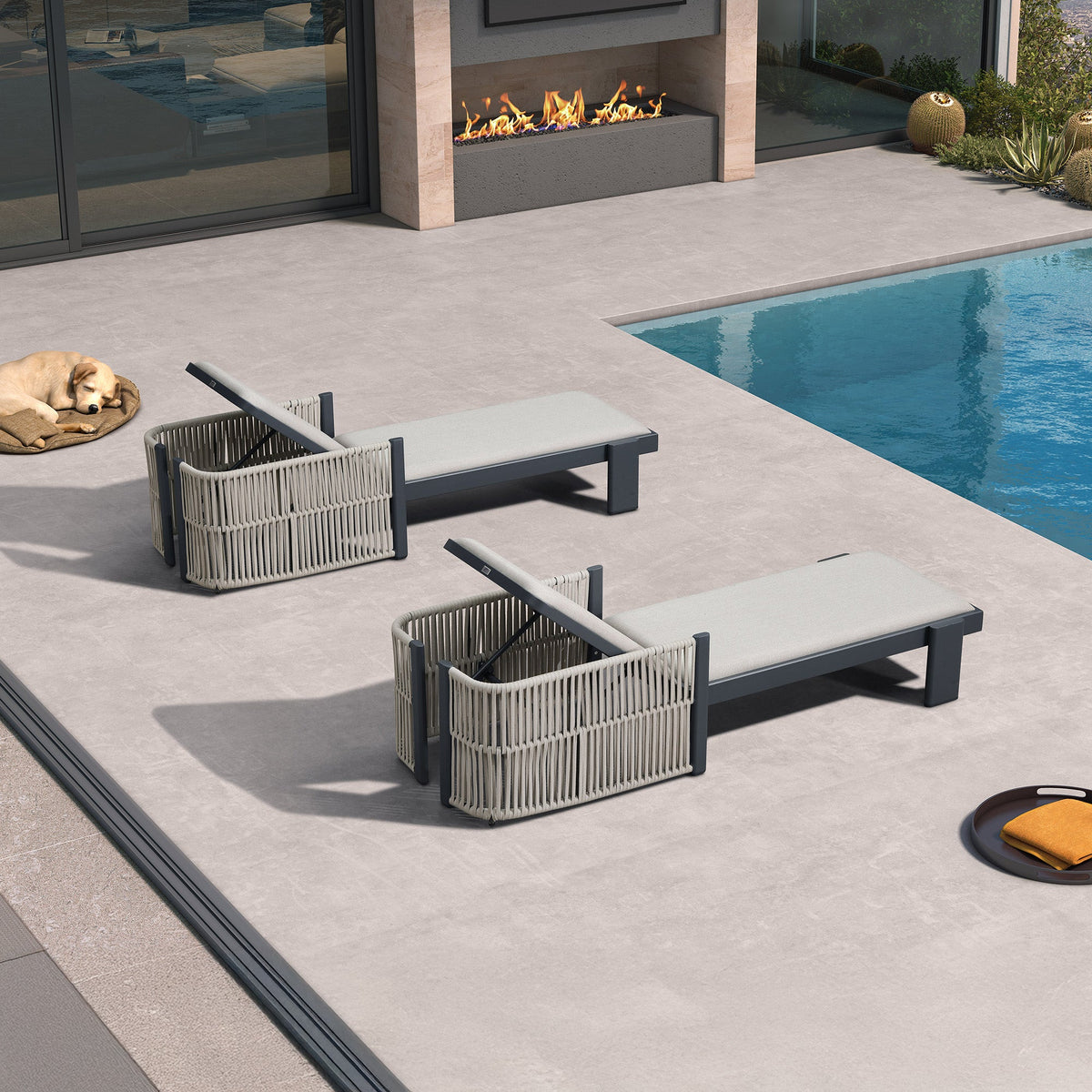 PURPLE LEAF Outdoor Chaise Lounge with Wraparound Armrests and Cushion Aluminum Reclining Tanning Pool Lounge Chairs for Patio Poolside Backyard — product view 6