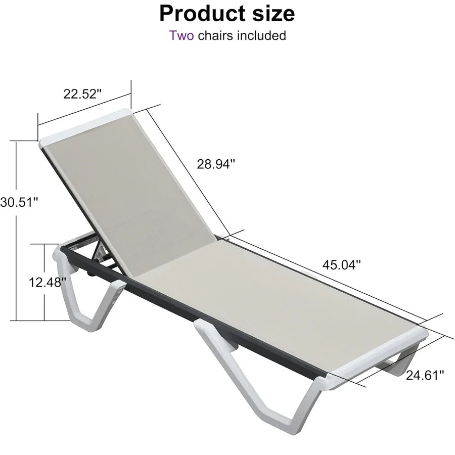 Clearance-PURPLE LEAF Patio Chaise Lounge Plastic Pool Outdoor Lounge Chair with Aluminum Frame Stackable Patio Tanning Chairs for Poolside Sunbathing Beach Deck Yard — product view 7