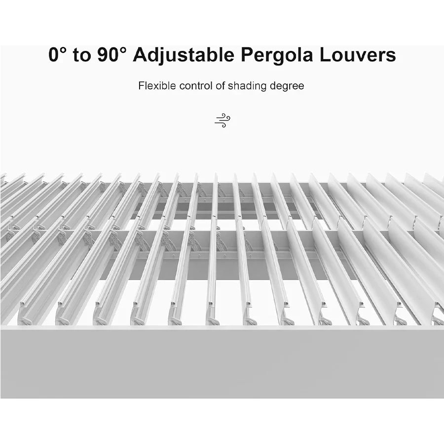 PURPLE LEAF Athena Louvered Pergola White Outdoor Aluminum Pergola with Solid Color Roller Blind Adjustable Gazebo for Patio Deck Garden — product view 4