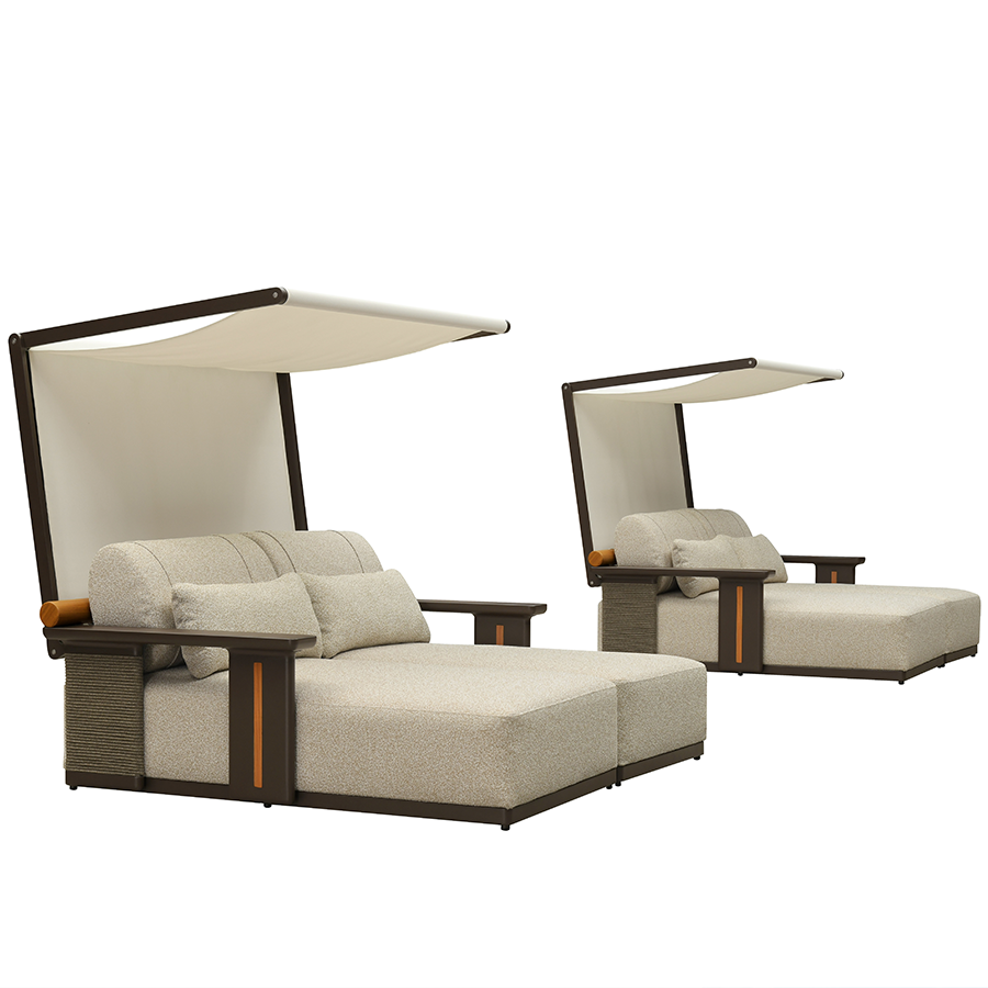 PURPLE LEAF Outdoor Chaise Lounge Modern Aluminum Teak Finish Lounge Chair with Thick Cushion and 2 Pillows Elegant Style Lounger for Residential Commercial Patio Pool and Villa — product view 4
