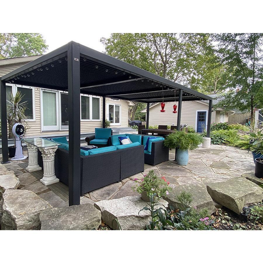 PURPLE LEAF Caesar Louvered Pergola Outdoor Adjustable Louvre Shade Modern Patio Aluminum Pergola with Milky Lights — product view 7