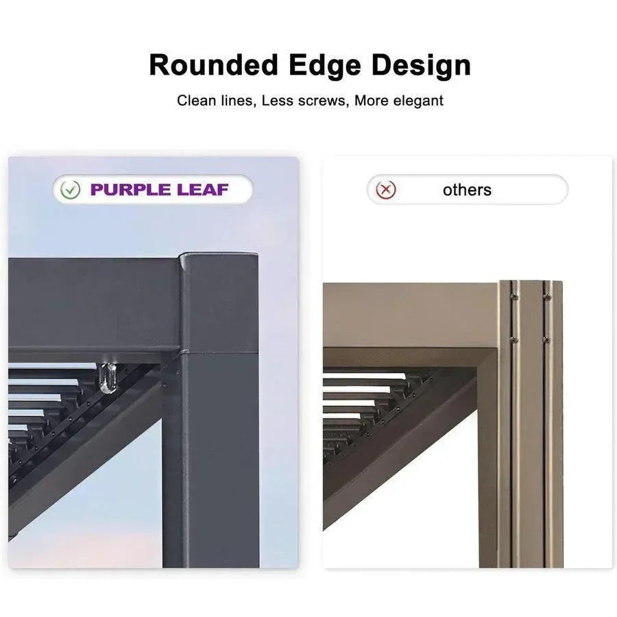 PURPLE LEAF Caesar Louvered Pergola with String Lights Patio Aluminum Pergola with Independent Adjustable Rainproof Roof With Yellow Lights — product view 5