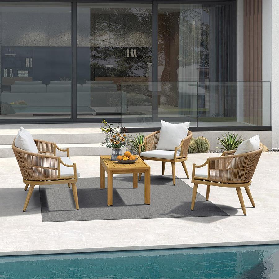 PURPLE LEAF Buler 4/8 Pieces Modern Patio Conversation Set with Rattan Chairs and Coffee Table Sofa for Poolside — product view 5