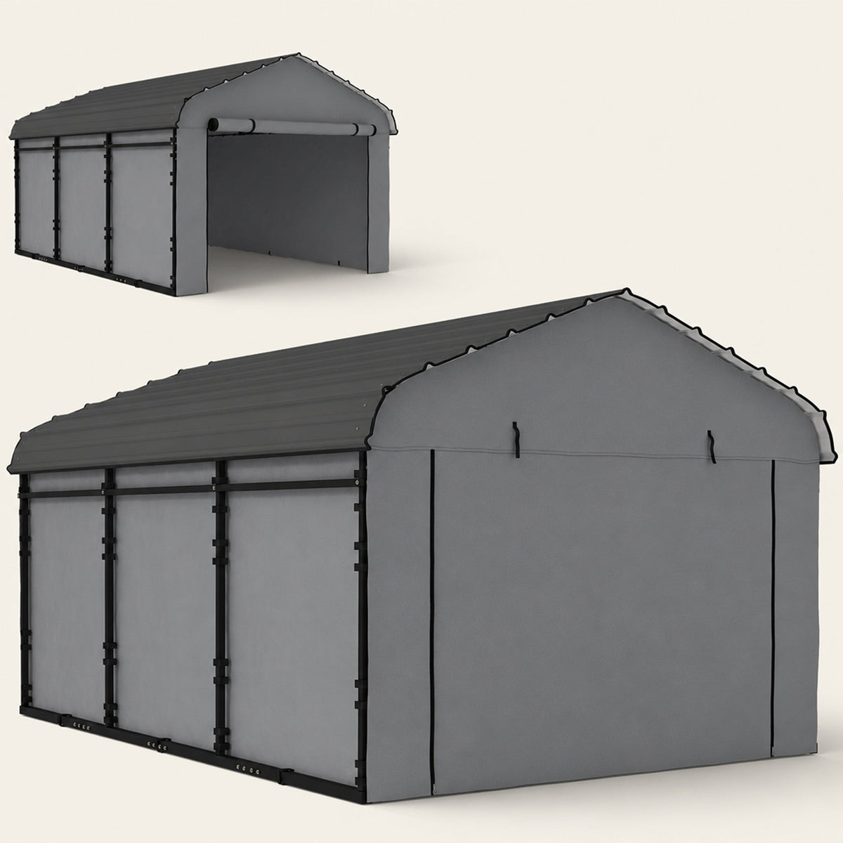 Onward 10' x 15' Heavy Duty Metal Carport with Galvanized Roof & Removable Sidewalls — product view 2