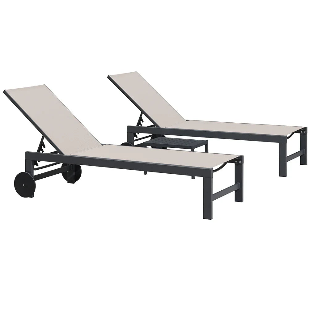PURPLE LEAF Outdoor Chaise Lounge with Wheels Aluminum Patio Lounge Chair Fade-Resistant Pool Lounge with 5 Position Recliner Includes Side Table for Deck Yard Poolside — product view 7