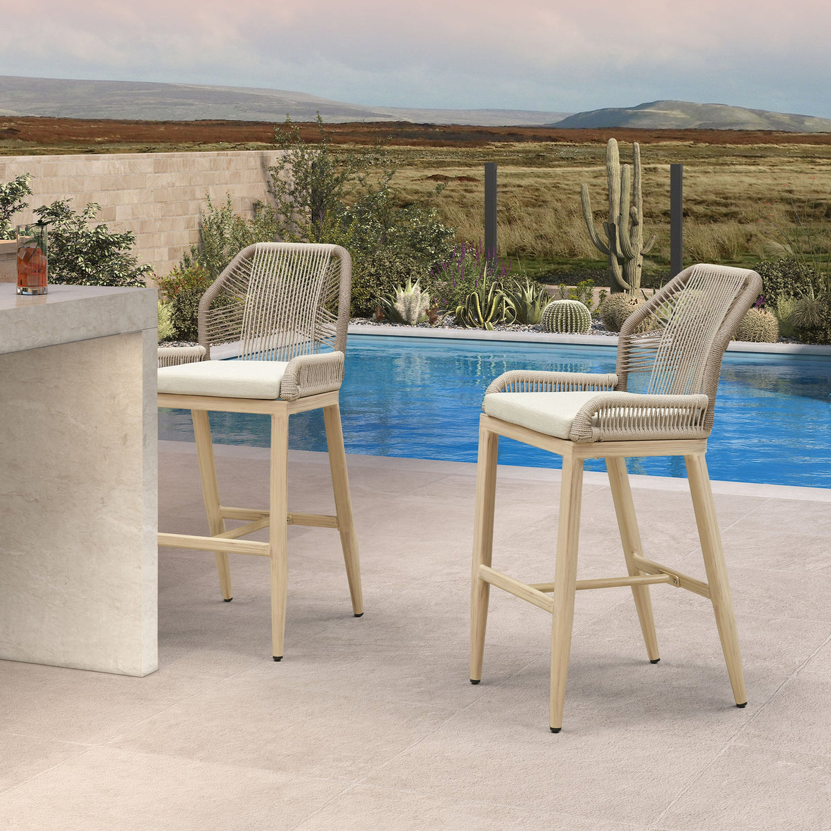 PURPLE LEAF Patio Bar Stools Counter Stools Outdoor Rattan Chairs with Back Modern Aluminum Woven Barstools for Garden Patio Kitchen Indoor — product view 1