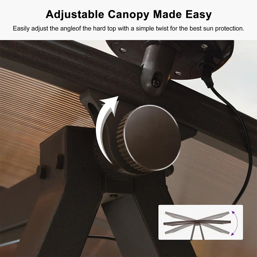 PURPLE LEAF Outdoor Porch Swing with Adjustable PVC Canopy and Side Cup Holder for Outside Garden Porch, Cushion and Pillows Included — product view 6