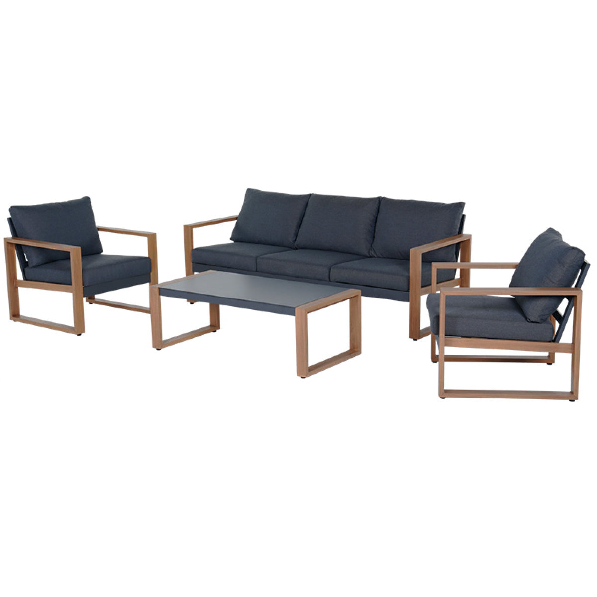 LOUNGE YARD 5-Seat Conversation Sofa Set, All Aluminum Outdoor Furniture with Removable Cushions and Coffee Table — product view 2