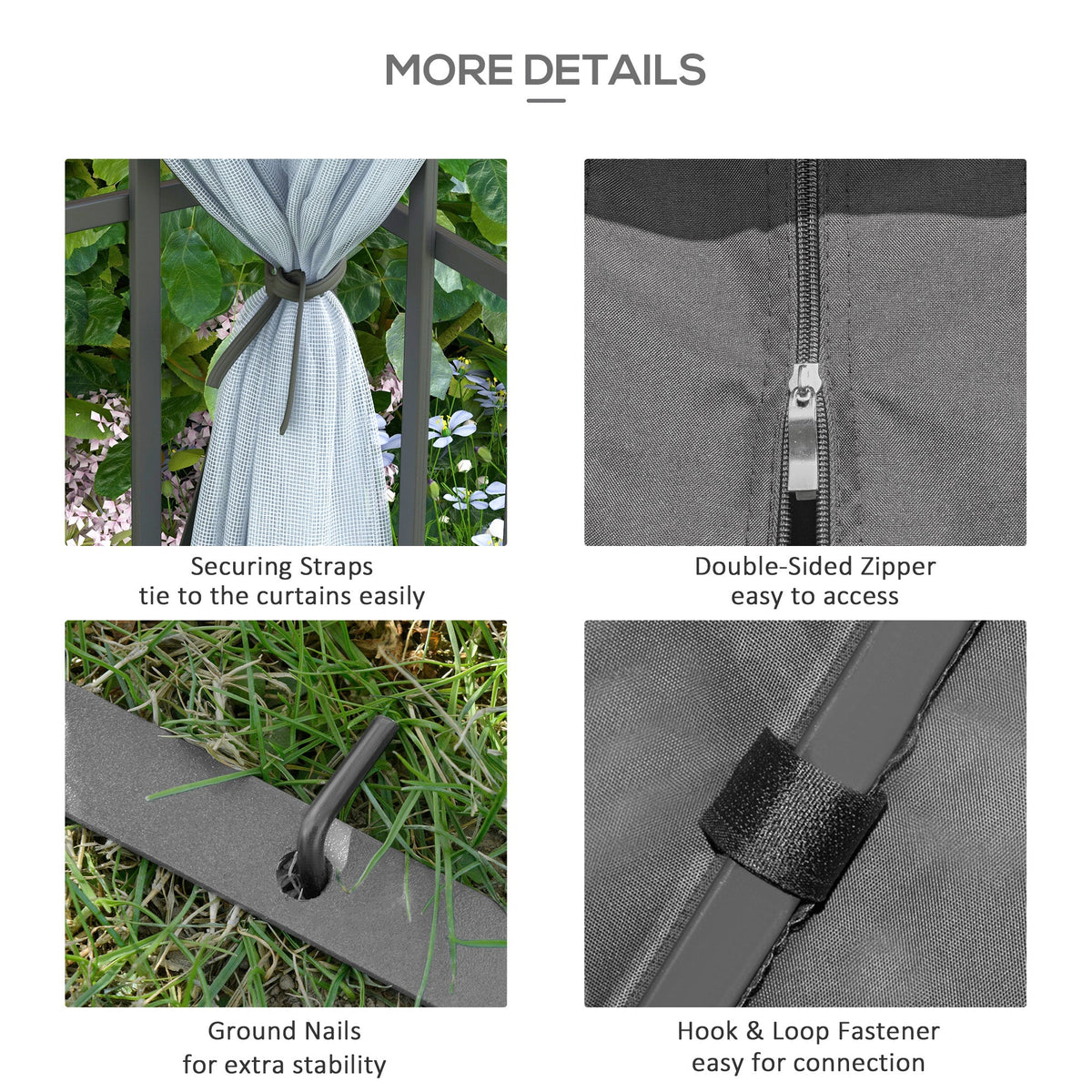 3 x 3m Patio Gazebo with 2 Tier Roof & Mosquito Netting, Grey — product view 7