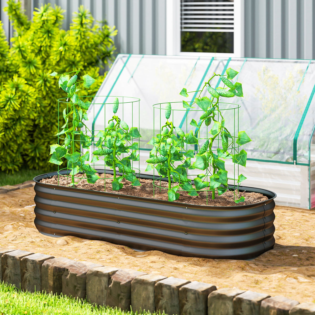 5' x 2' x 1' Galvanized Raised Garden Bed Kit, Dark Gray — product view 3