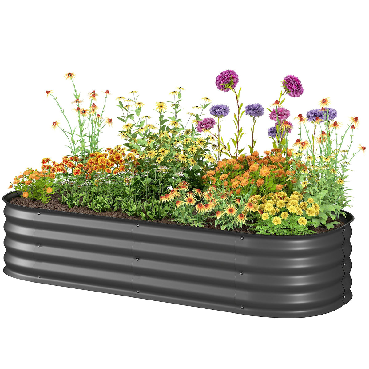 5' x 2' x 1' Galvanized Raised Garden Bed Kit, Dark Gray — product view 2