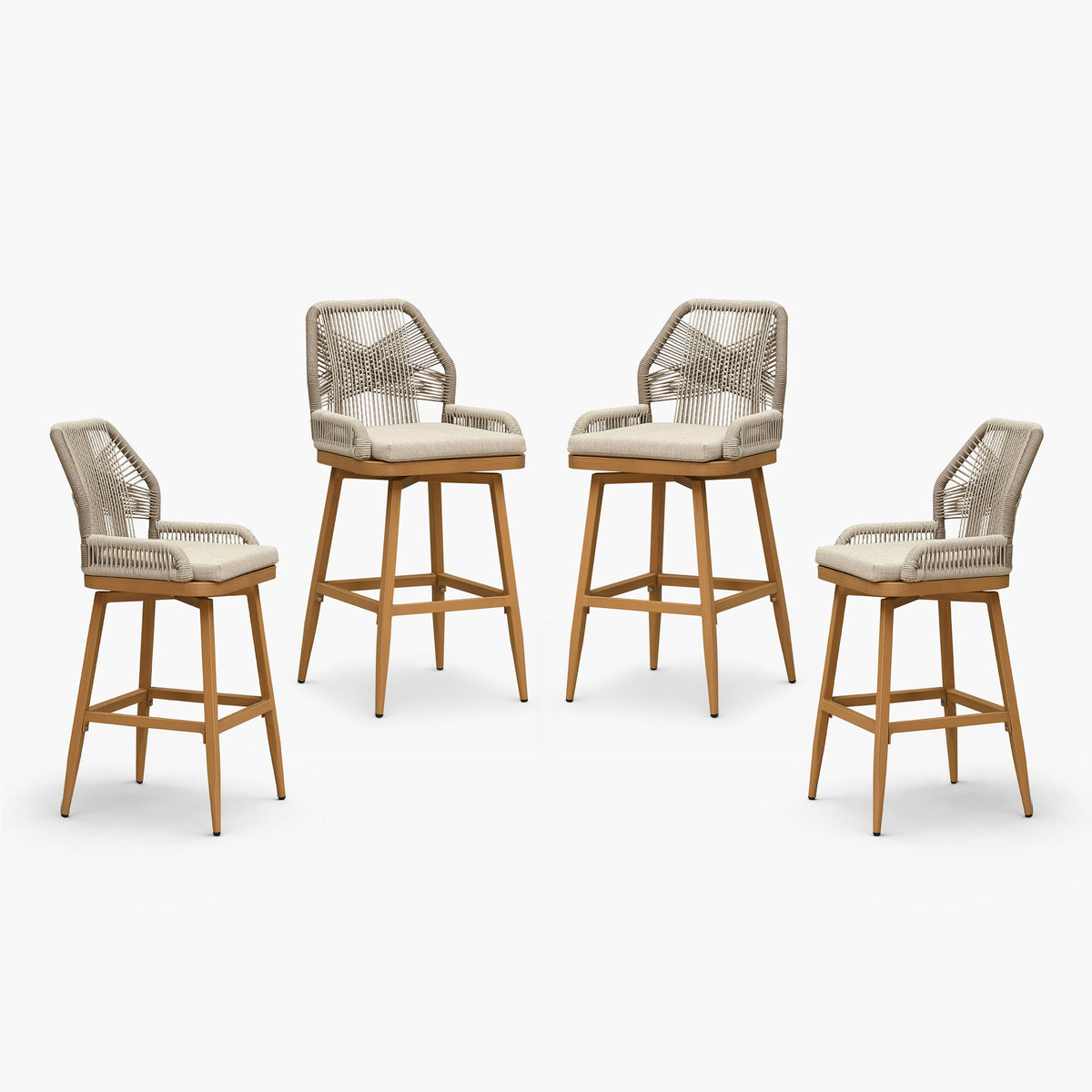 PURPLE LEAF Outdoor Swivel Bar Stools Set of 2 Patio 360° Rotating All-Weather Wicker Stools with Back and Cushion for Outside Backyard Kitchen Bistro Garden Bar — product view 5